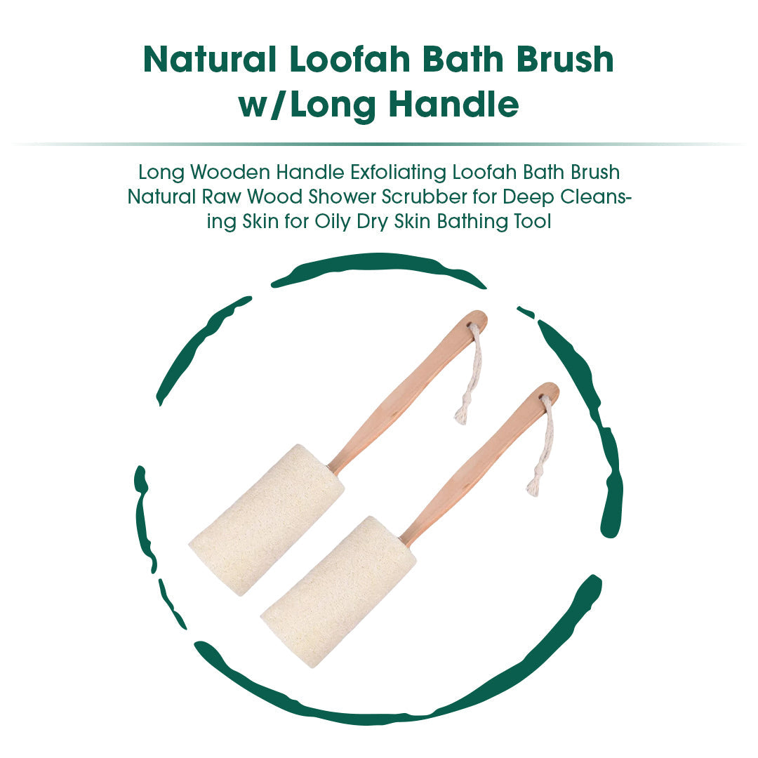 Natural Loofah Bath Brush w/Long Handle.