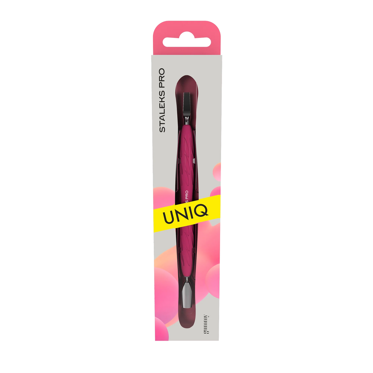 Manicure Pusher With Silicone Handle "Gummy" UNIQ 10 TYPE 5 (Narrow Rounded Pusher + Wide Blade) PQ-10/5- STALEKS