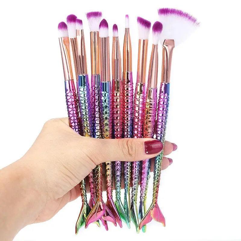 Makeup Brushes Kit Natural Tool Pencil Cosmetics Foundation Artist Mermaid Highlighter Face Set Of Bronzer Eyeshadow Lip