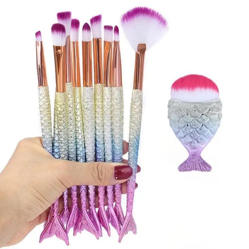 Makeup Brushes Kit Natural Tool Pencil Cosmetics Foundation Artist Mermaid Highlighter Face Set Of Bronzer Eyeshadow Lip