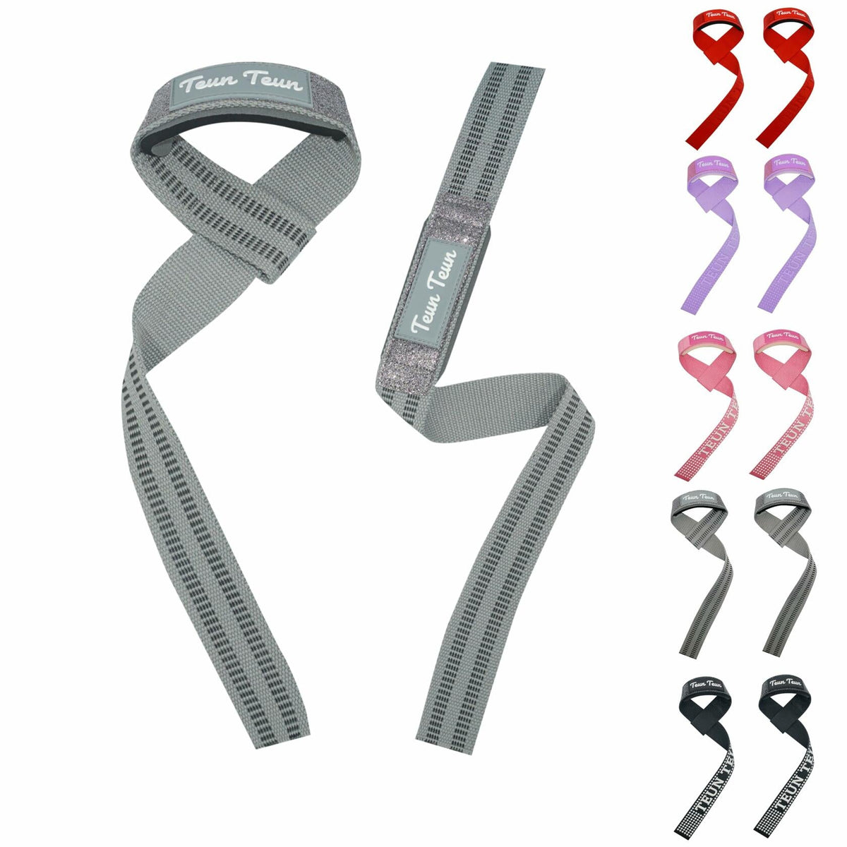 Teun Teun Weight Lifting Wrist Straps 24-Inch Cotton Neoprene Grey One Size